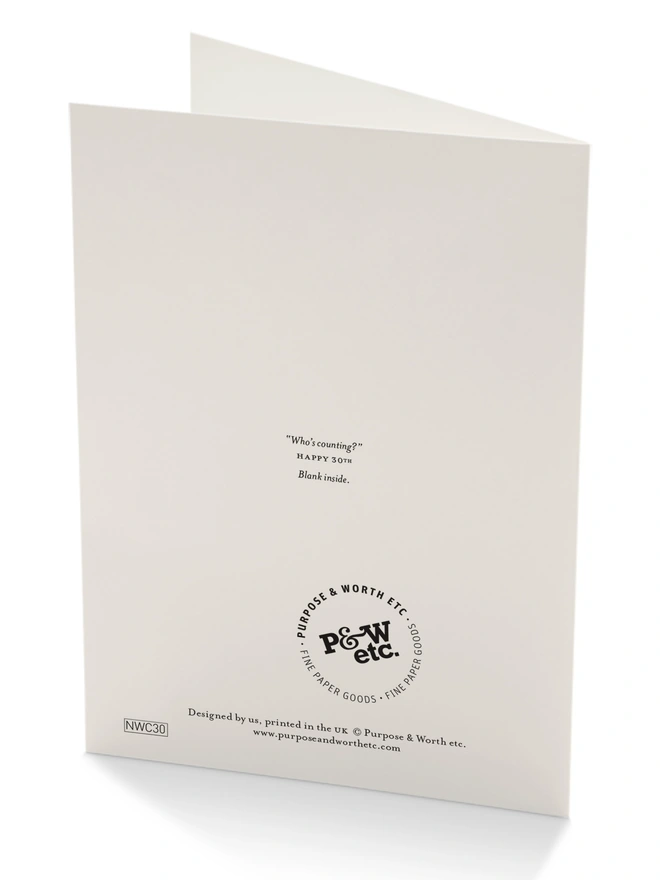 30th Birthday Candle Tally Card Back
