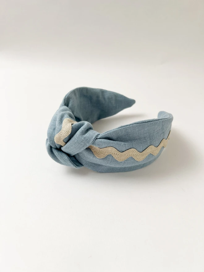 Pale Blue Linen Headband for Women