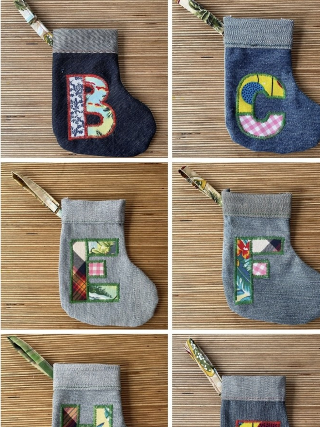 Mini Personalised Denim Christmas Stocking