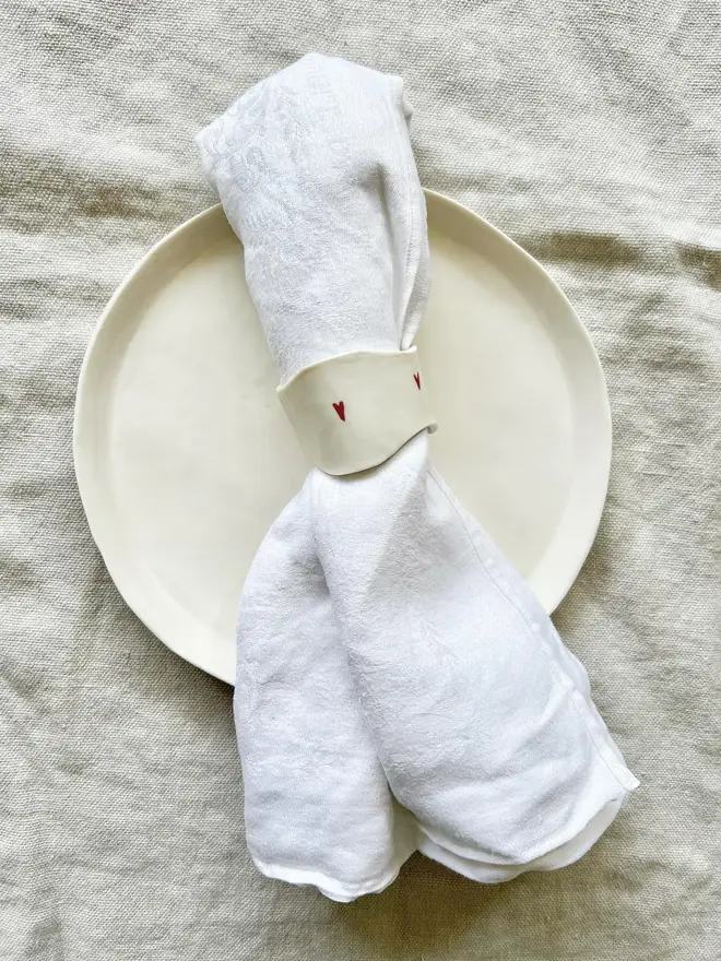 porcelain heart napkin ring