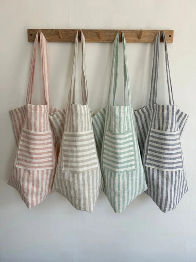 Striped Linen Beach Bag