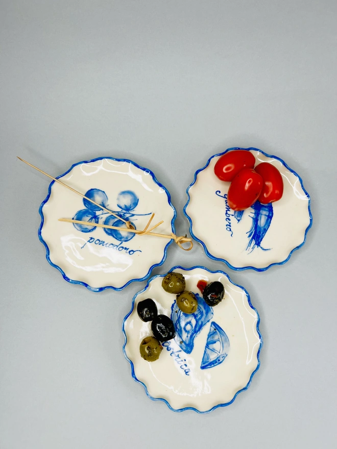 Blue Tomatoes Handpainted 'Spuntino' Snack Dish