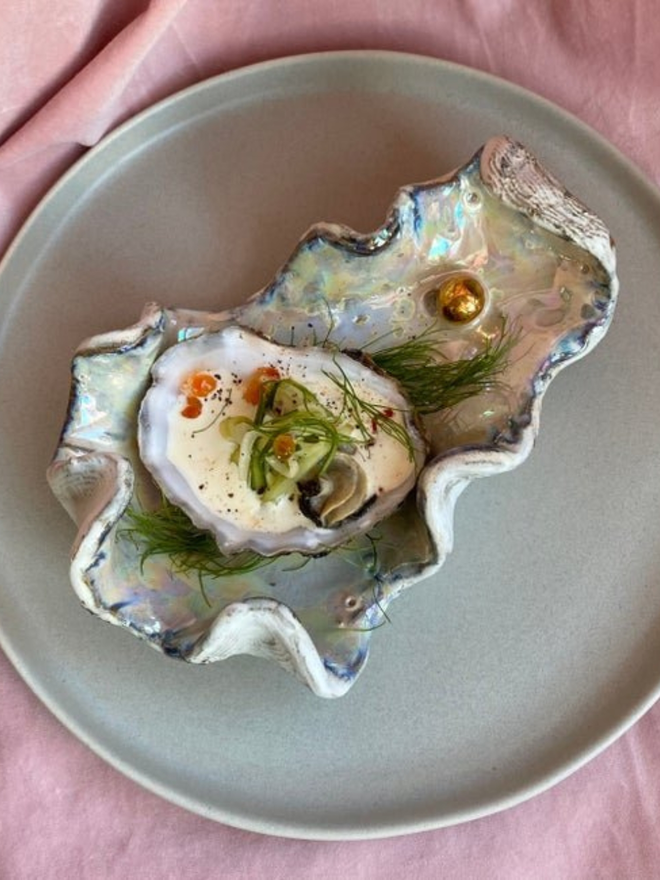 Oyster Shell Ceramic Plate