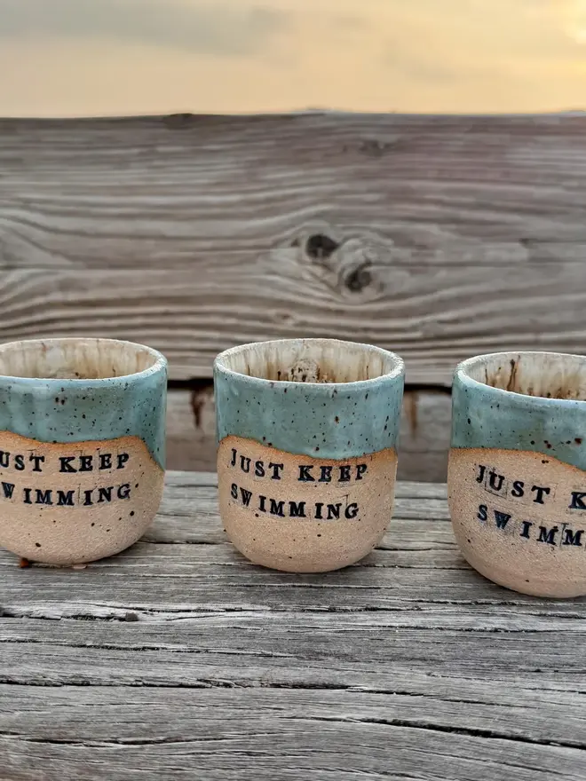 'Just Keep Swimming' Coastal Style Ceramic Cup