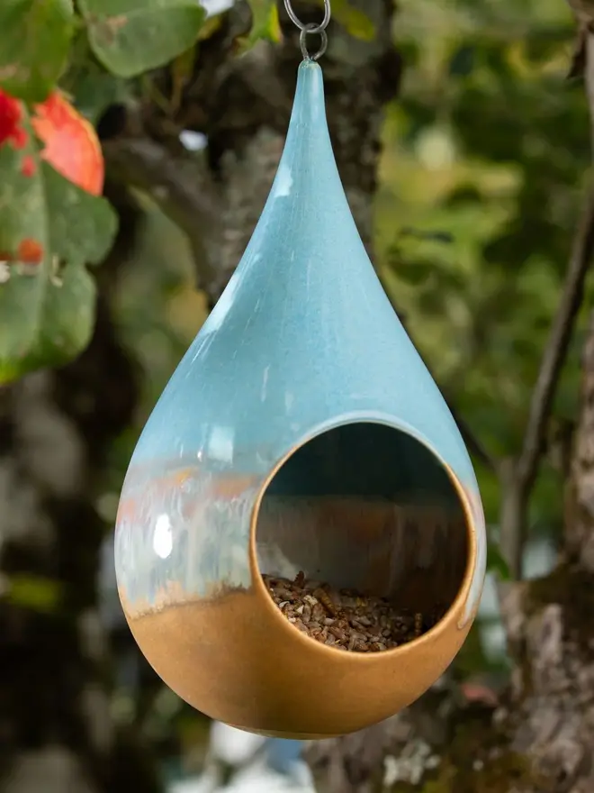 Blue Quartz Teardrop Bird Feeder