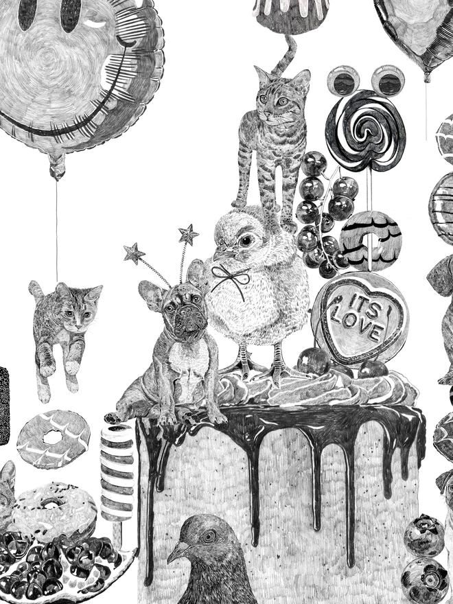 detail of wonderland print