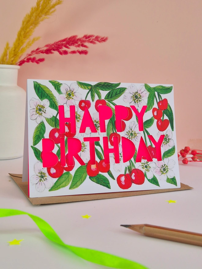 cherry birthday card 