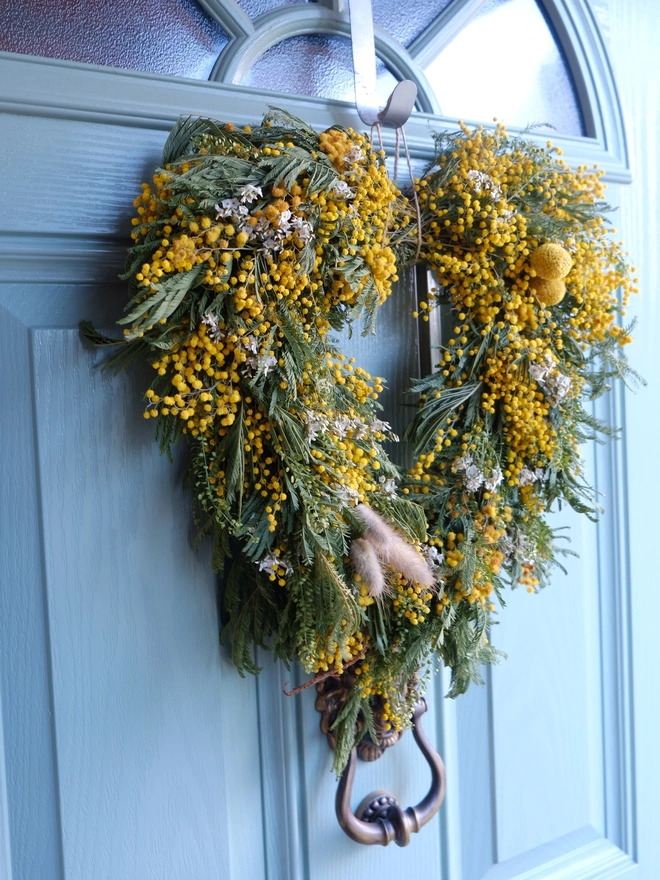 Dried Spring Acacia Heart Wreath