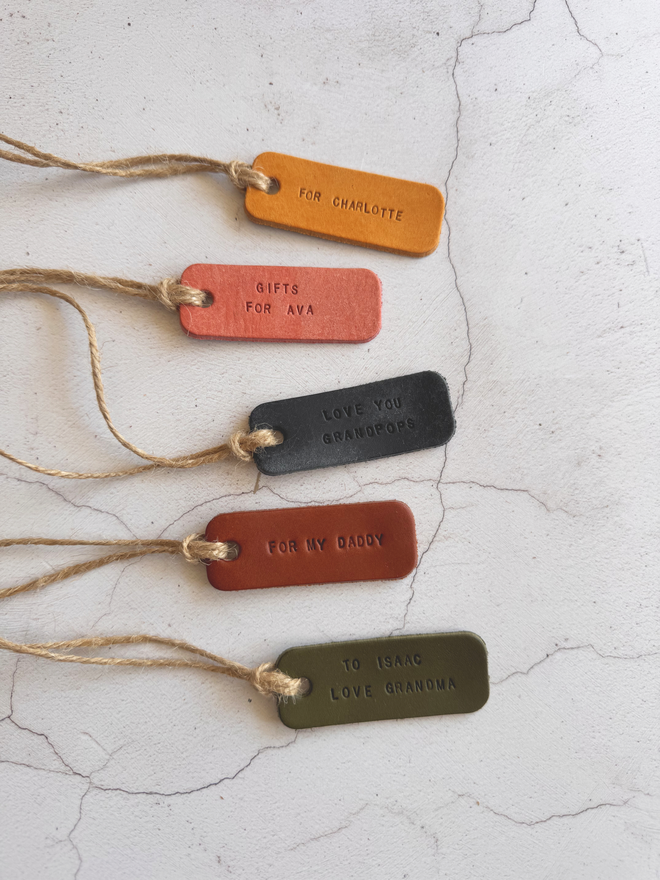 set of leather labels