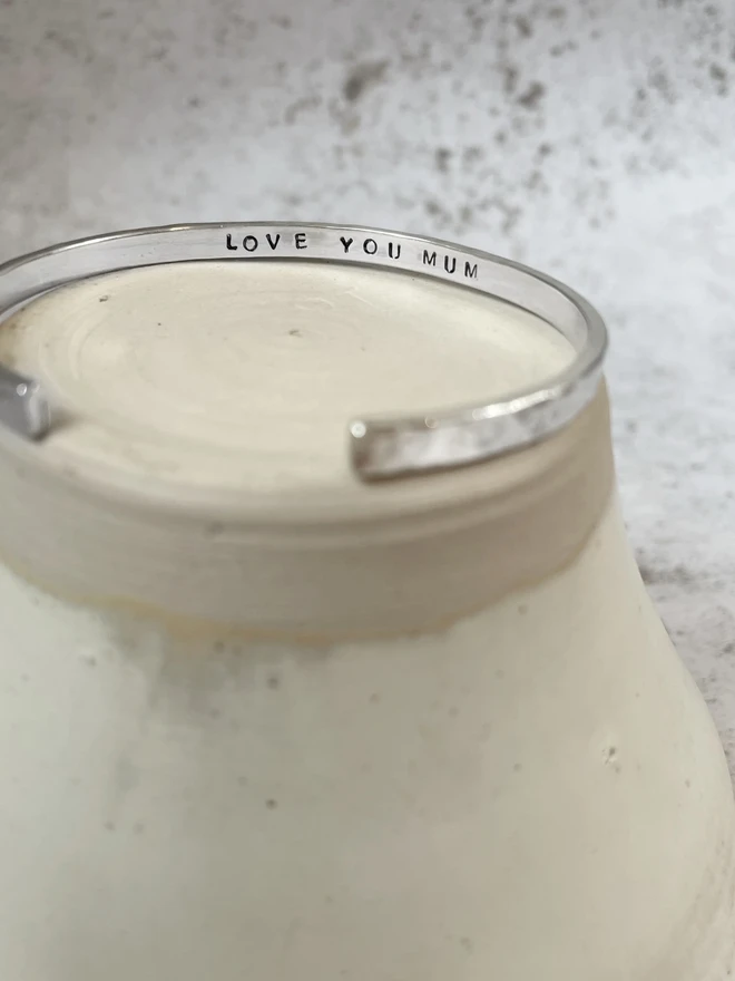 These personalised cuff bangles are hand made from recycled sterling silver, with options to add initials, names or quotes - a thoughtful gift for mum, a friend or for yourself. Plus a perfect present for those who want to shop mindfully and sustainably. Made by Celina C Jewellery, a small business in the UK, find on Holly & Co.