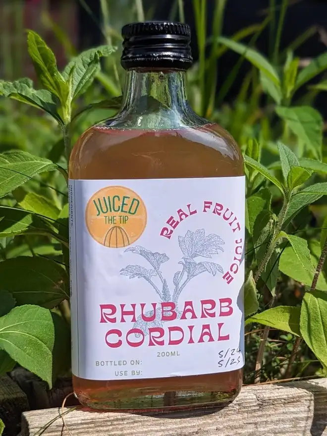 rhubarb cordial juice bottle