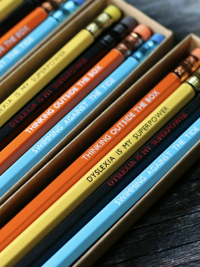 pencils for dyslexics that say dyslexia is my superpower