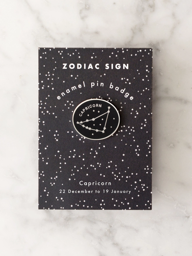 Capricorn zodiac enamel pin