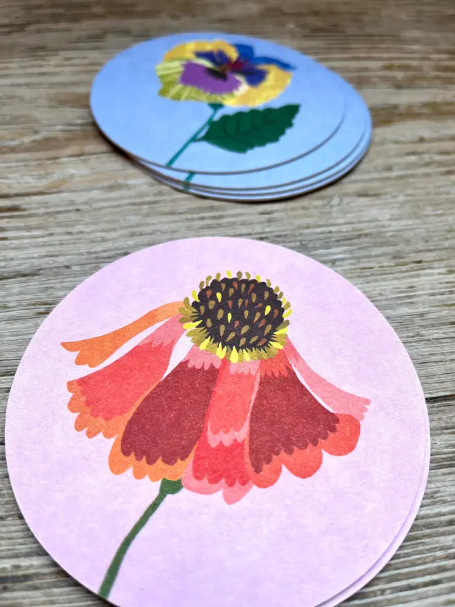 reversible flower drinks coasters
