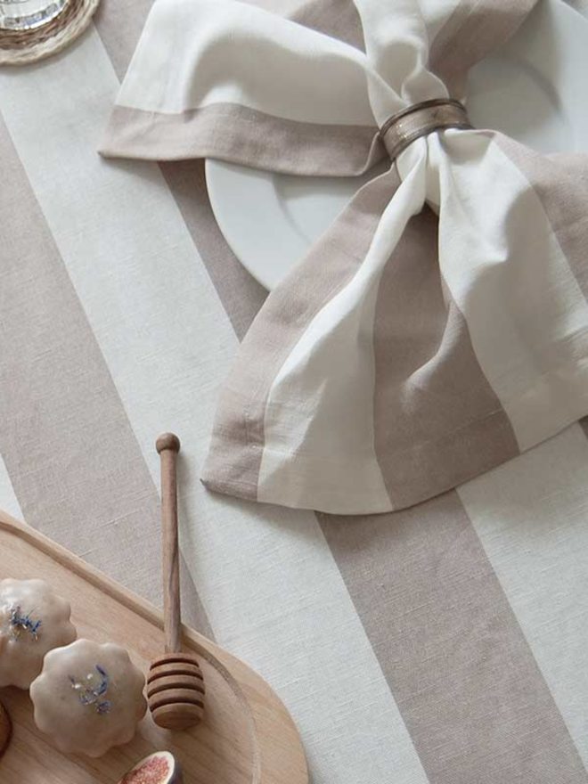 mocha linen wide striped napkin