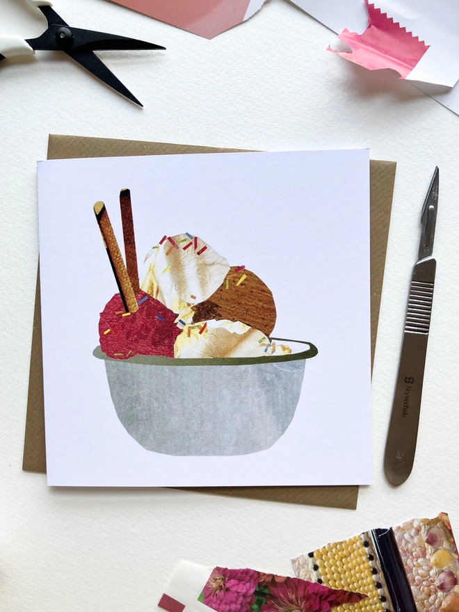 Birthday Party Ice Cream Card 