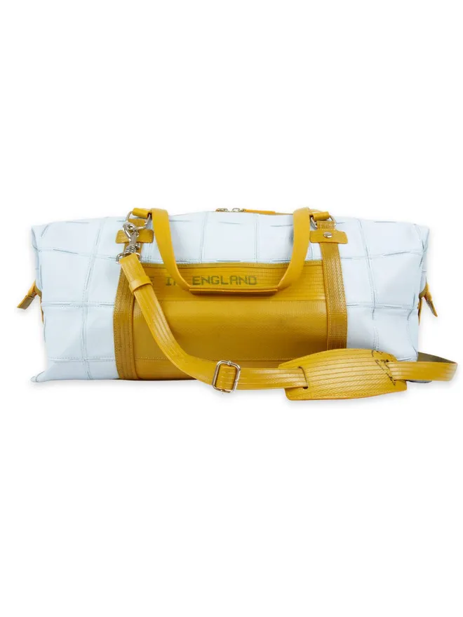 Rescued leather and fire-hose Weekend bag 