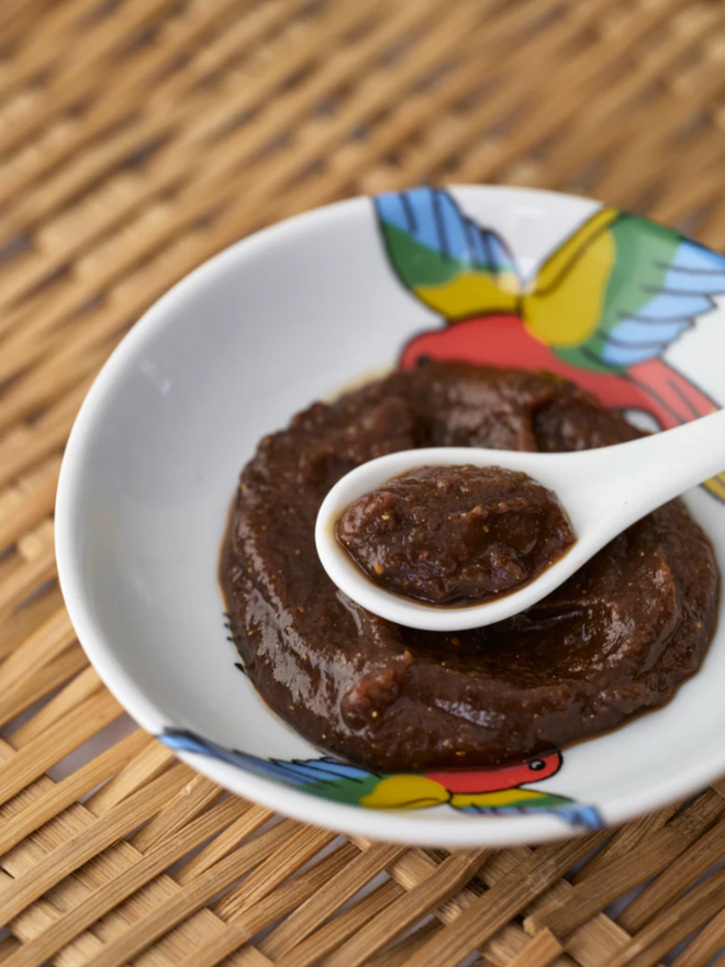 Fermented Soy Bean Paste. A sample of paste in a dish.