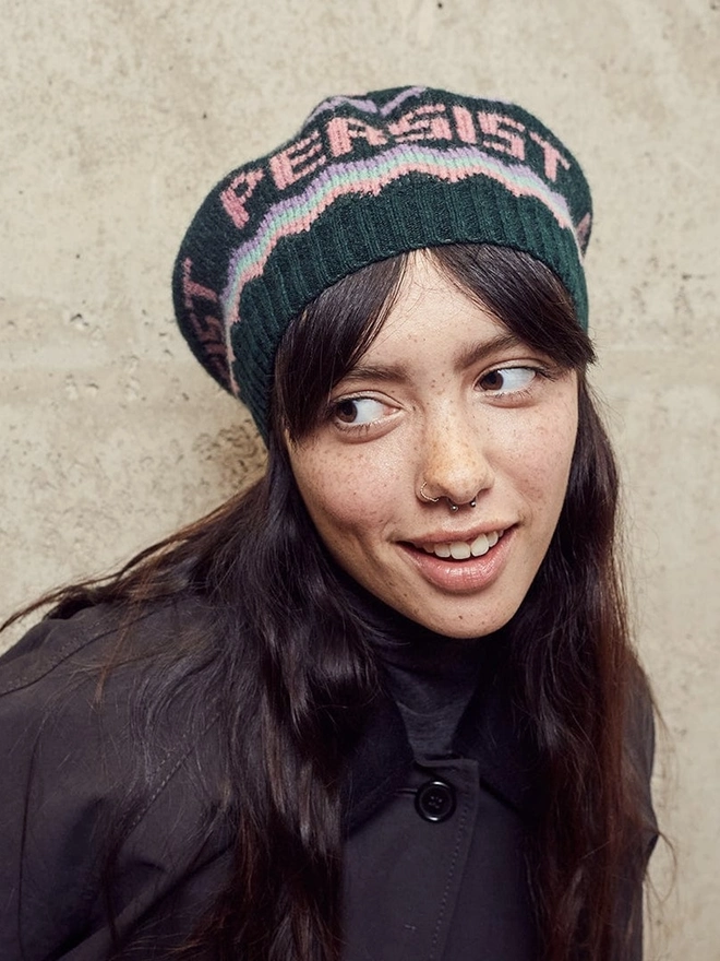 "Resist, Persist, Feminist" Patchwork Beret