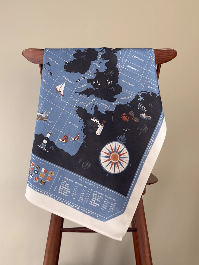 Sea Regions of the United Kingdom Tea Towel Close Up