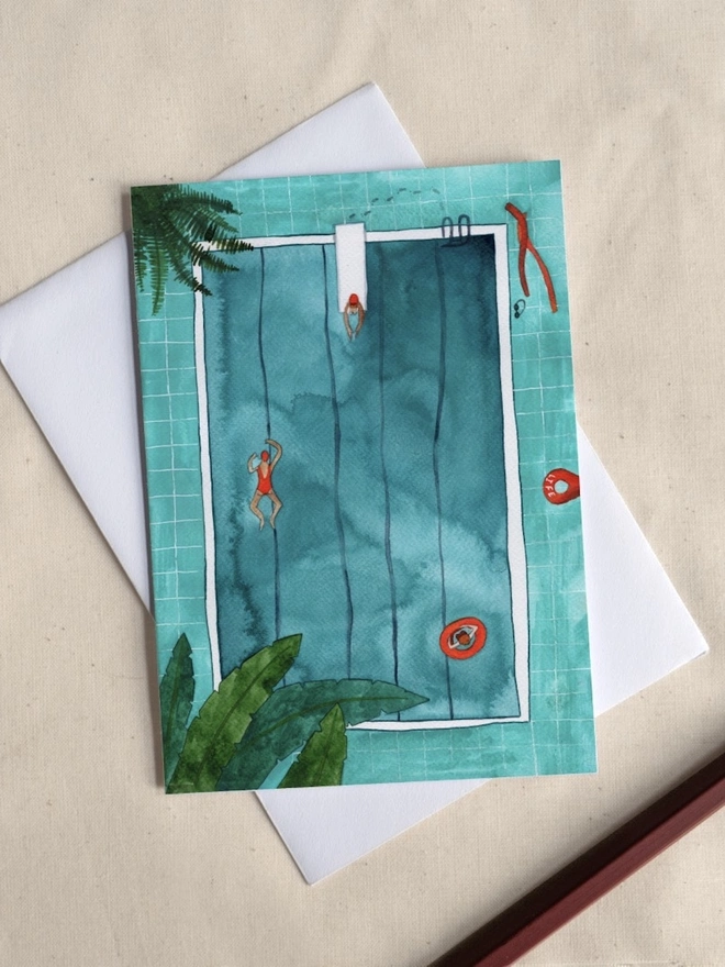 Pool – Spa Swimming Greetings Card