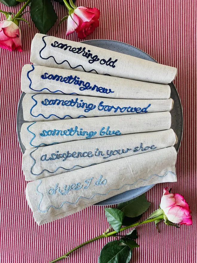 Embroidered Wedding Napkins (Set Of 6)