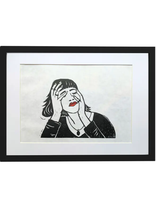 woman linocut print susan bradley