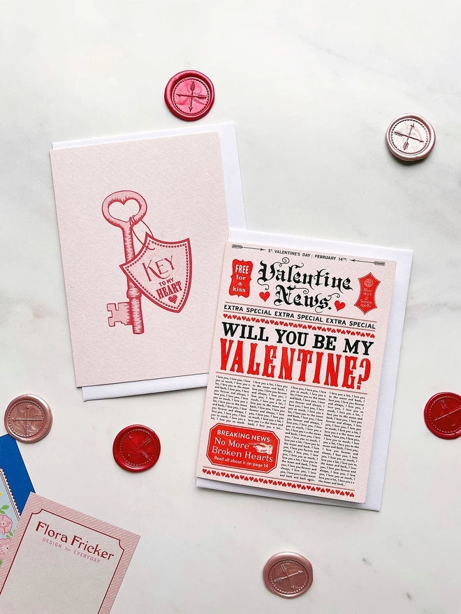 Valentine cards designed and printed in the UK