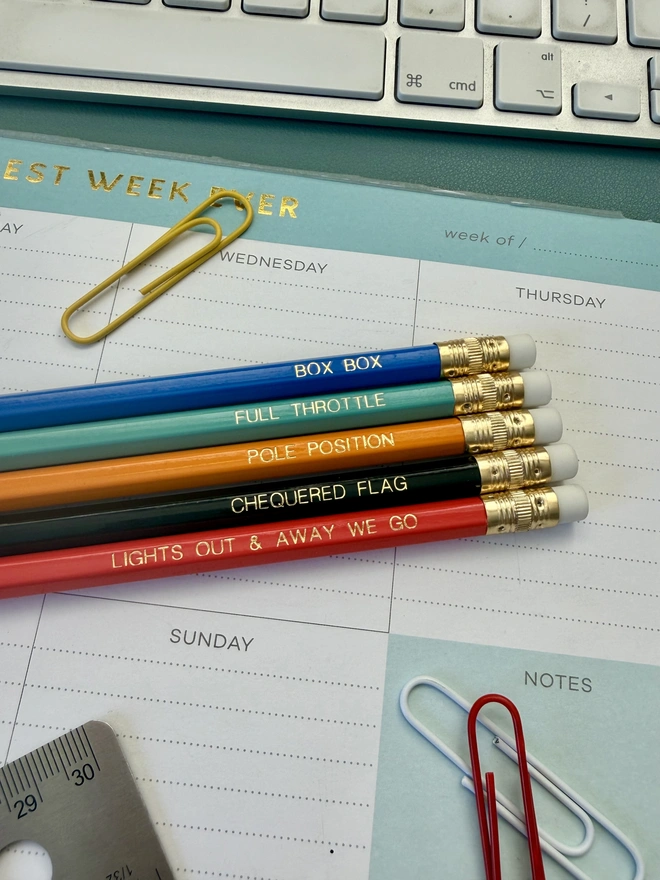 Formula One Set of 5 HB Pencils