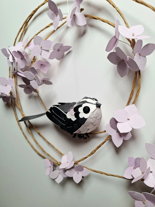 long tailed tit handmade paper sculpture