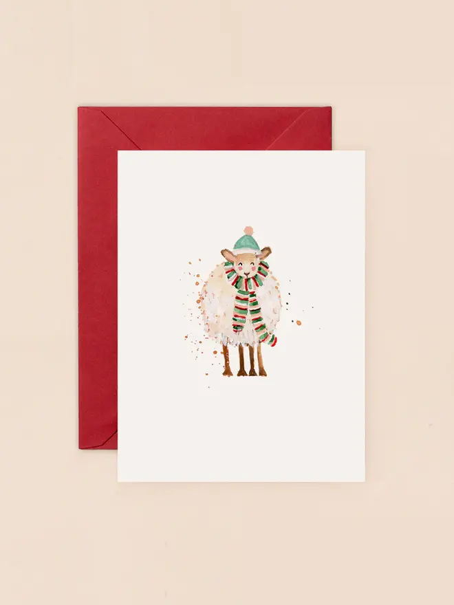 illustrated sheep christmas card