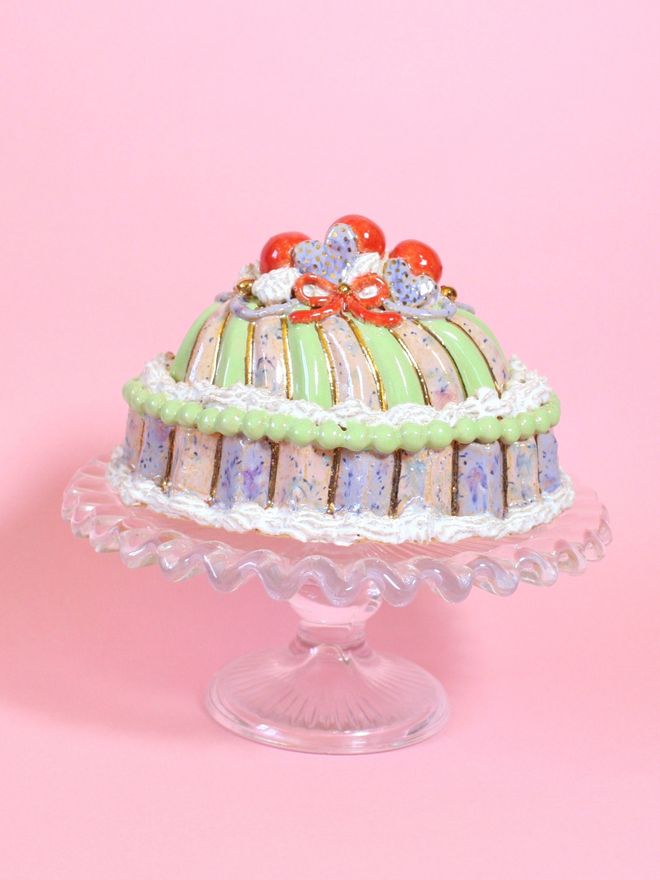 Strawberry Matcha Ceramic Cake Sculpture