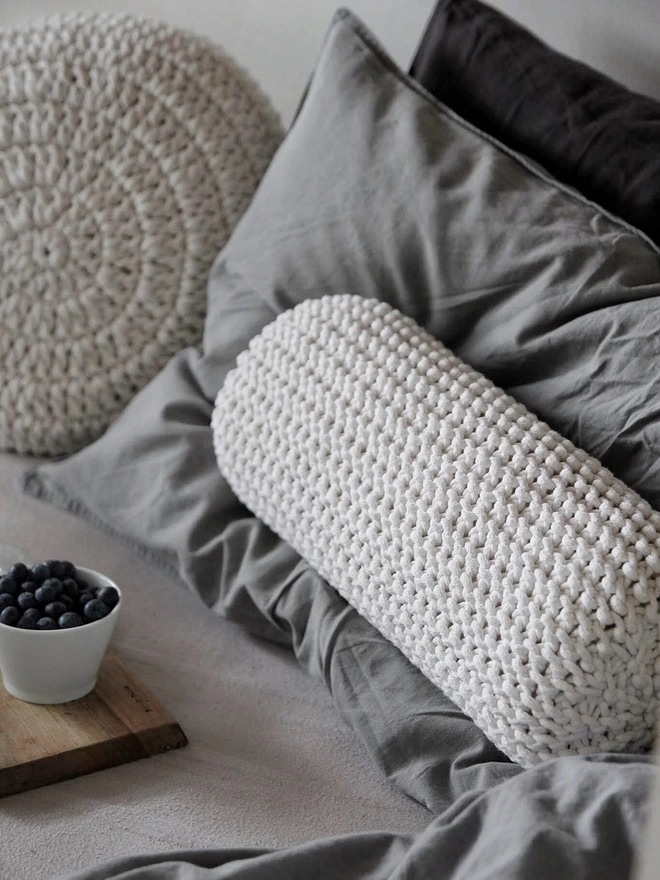 ivory neck knitted cushion