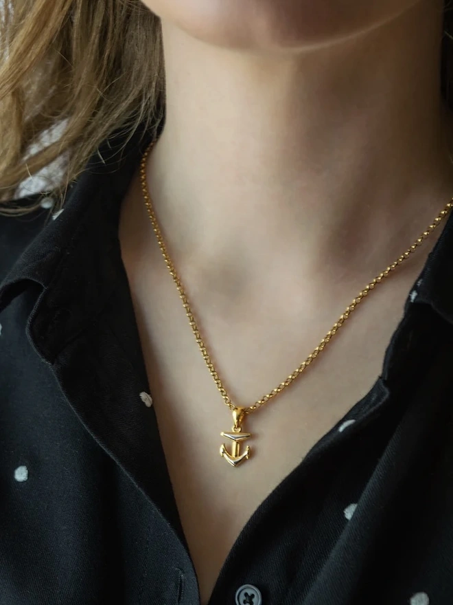 Marianne Necklace - Gold and Silver Anchor