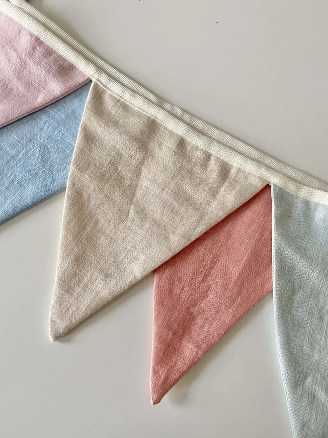 Linen bunting made from fabric offcuts