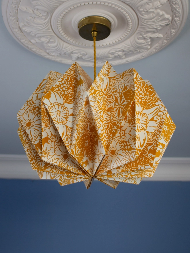 Origami Paper Lightshade Orbit 'Yellow Spring Blooms'