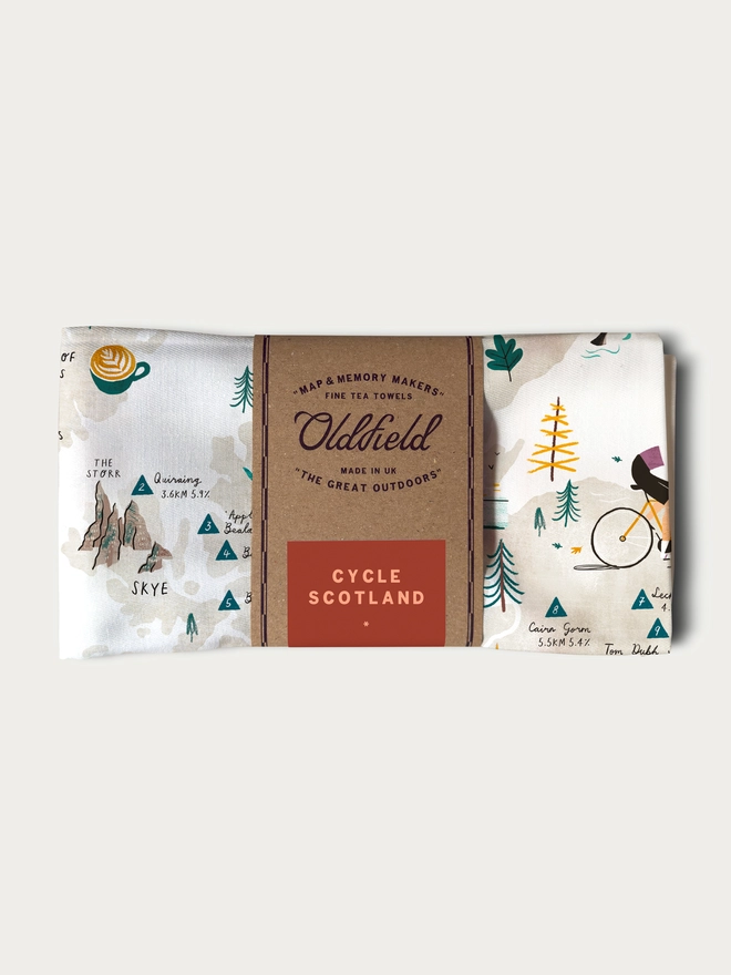 Cycle Scotland Tea Towel Folded and Packaged