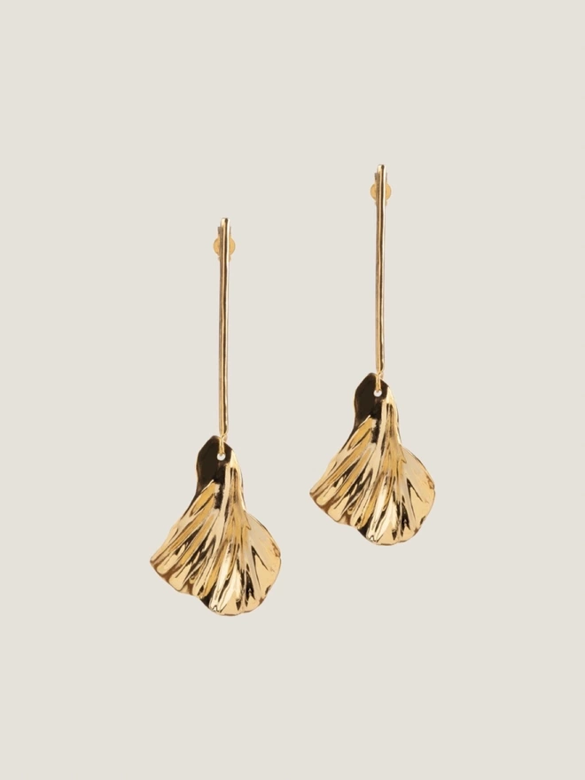 golden petal drop earrings