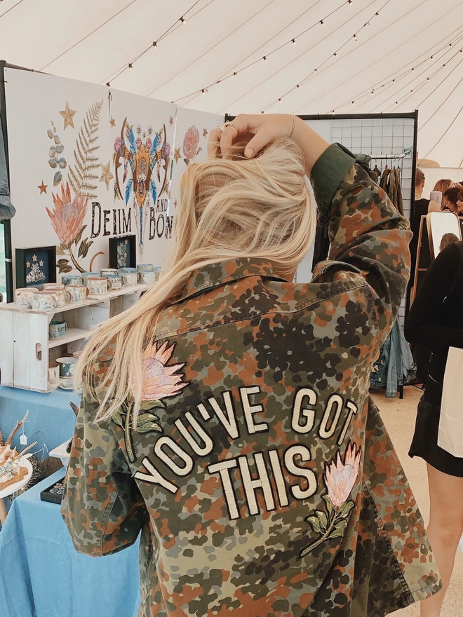 You've got this bohemian embroidered camo jacket
