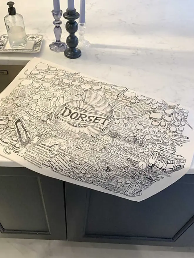 Dorset Print Tea Towel Island