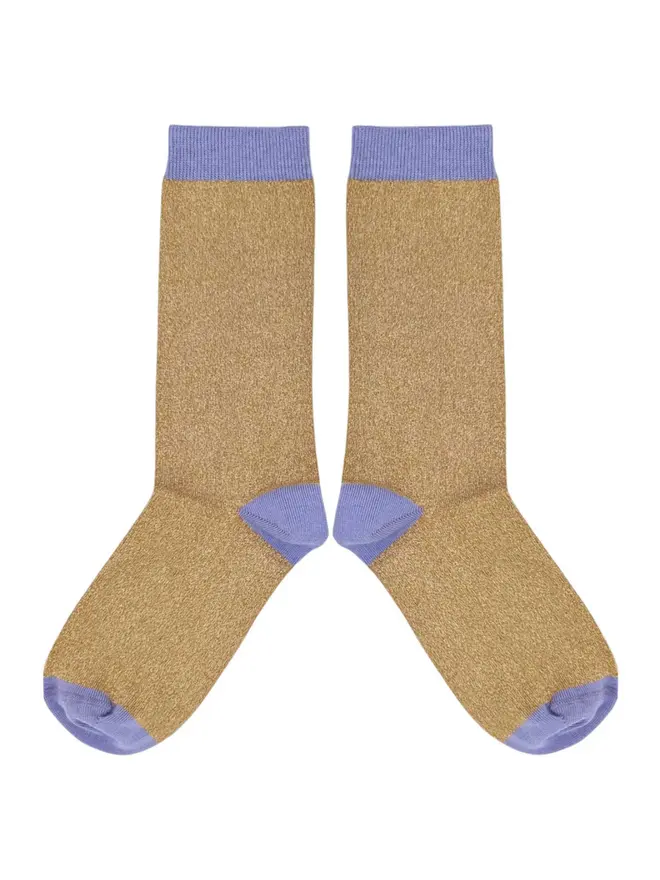 Women's Glitter Organic Cotten Ankle Socks, a pair of colourful patterned socks sitting on a plain white surface. 