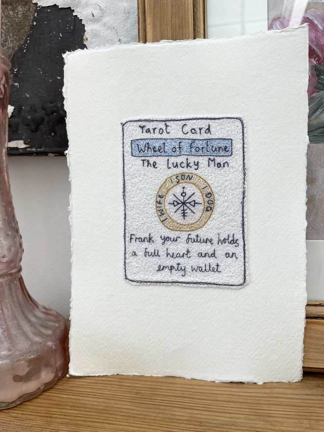 The Lucky Man Embroidered Tarot card