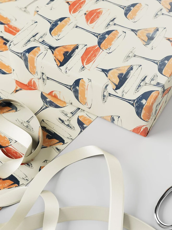 Champagne Celebrations Block Print Wrapping Paper