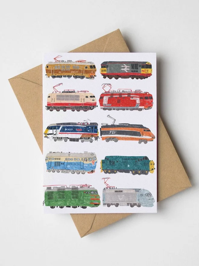 Vintage Trains Greeting Card