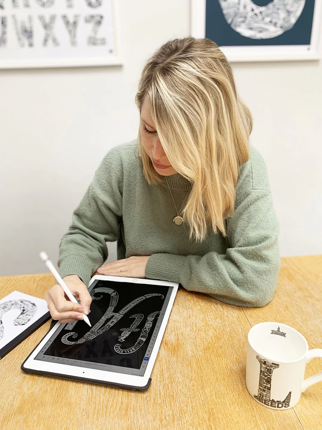 Video of Lucy drawing using adobe fresco on the iPad Pro