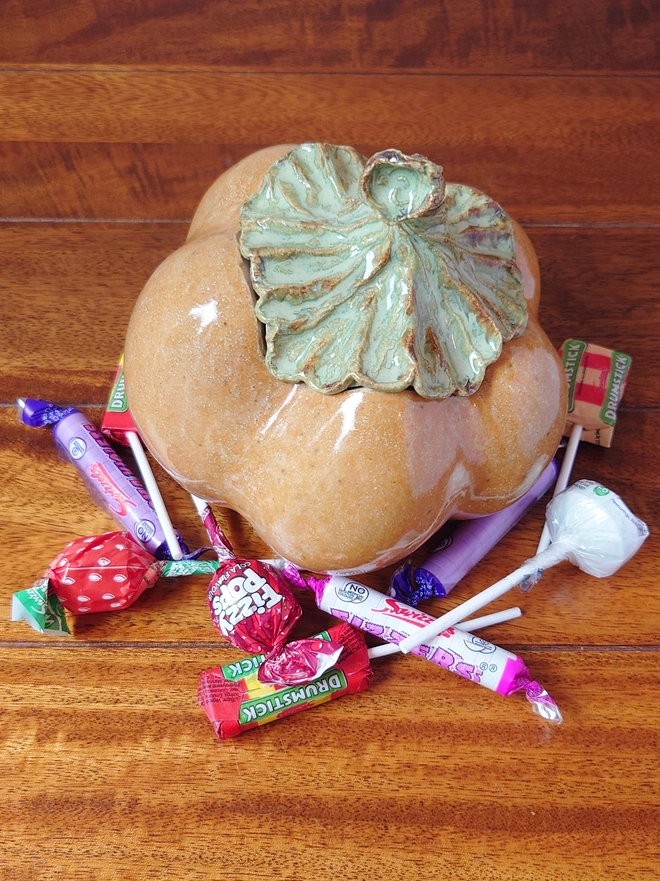Pumpkin Jar Lidded Pot Halloween Decor