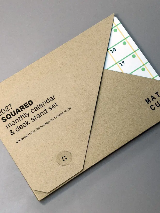 Squared: 2027 Monthly Desk Calendar, in packaging. 