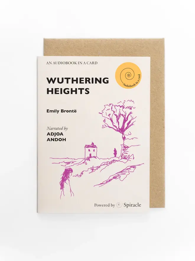 Wuthering Heights By Emily Brontë Audiobook In A Card, against a white background. 