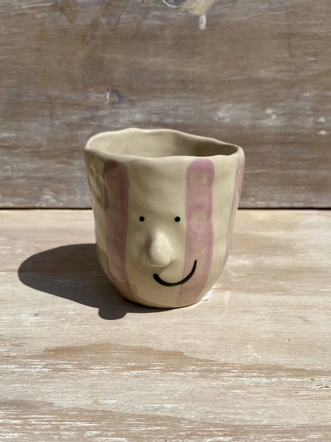 lilac stripe pot - front