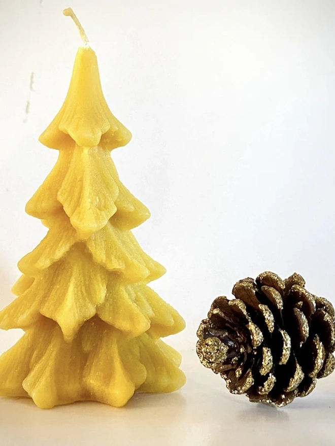 Handmade 100% Pure Beeswax Douglas Fir Christmas Tree Candle